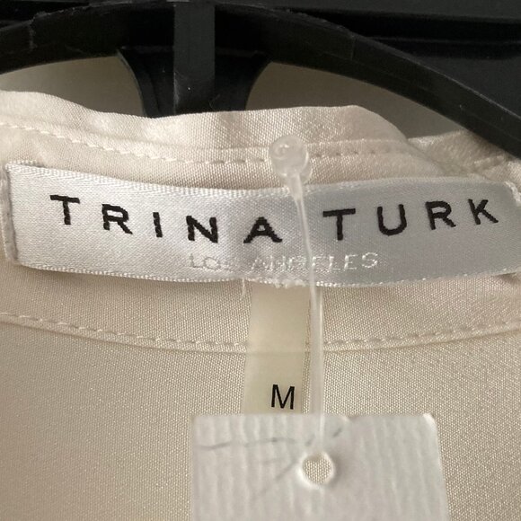 NWOT Trina Turk Redondo Long Sleeve SILK Blouse, Medium, Geometric, Button-Up - Picture 12 of 15
